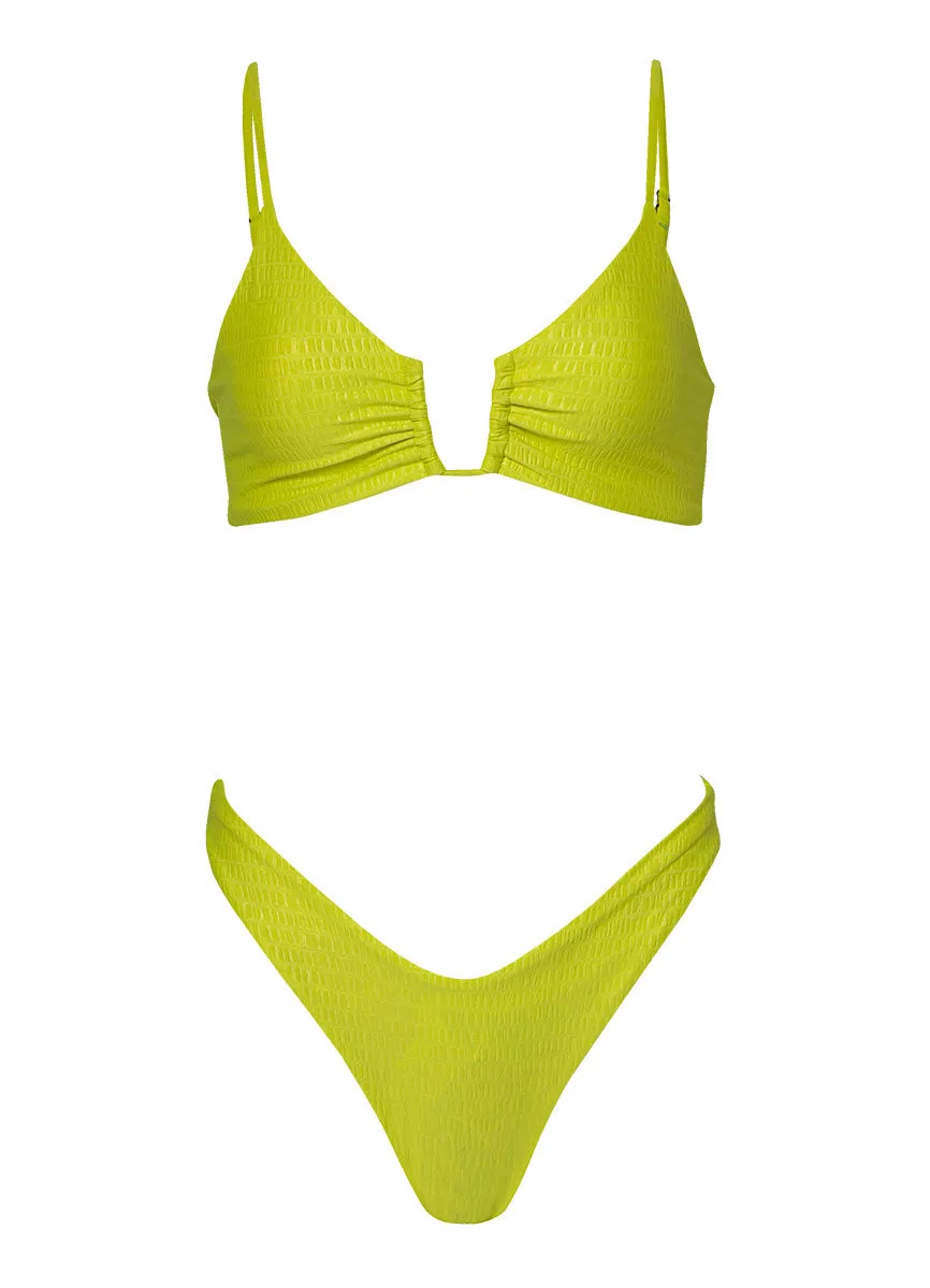 Maaji Lime Green Splendour Regular Rise Thin Side Bikini Bottom Maaji