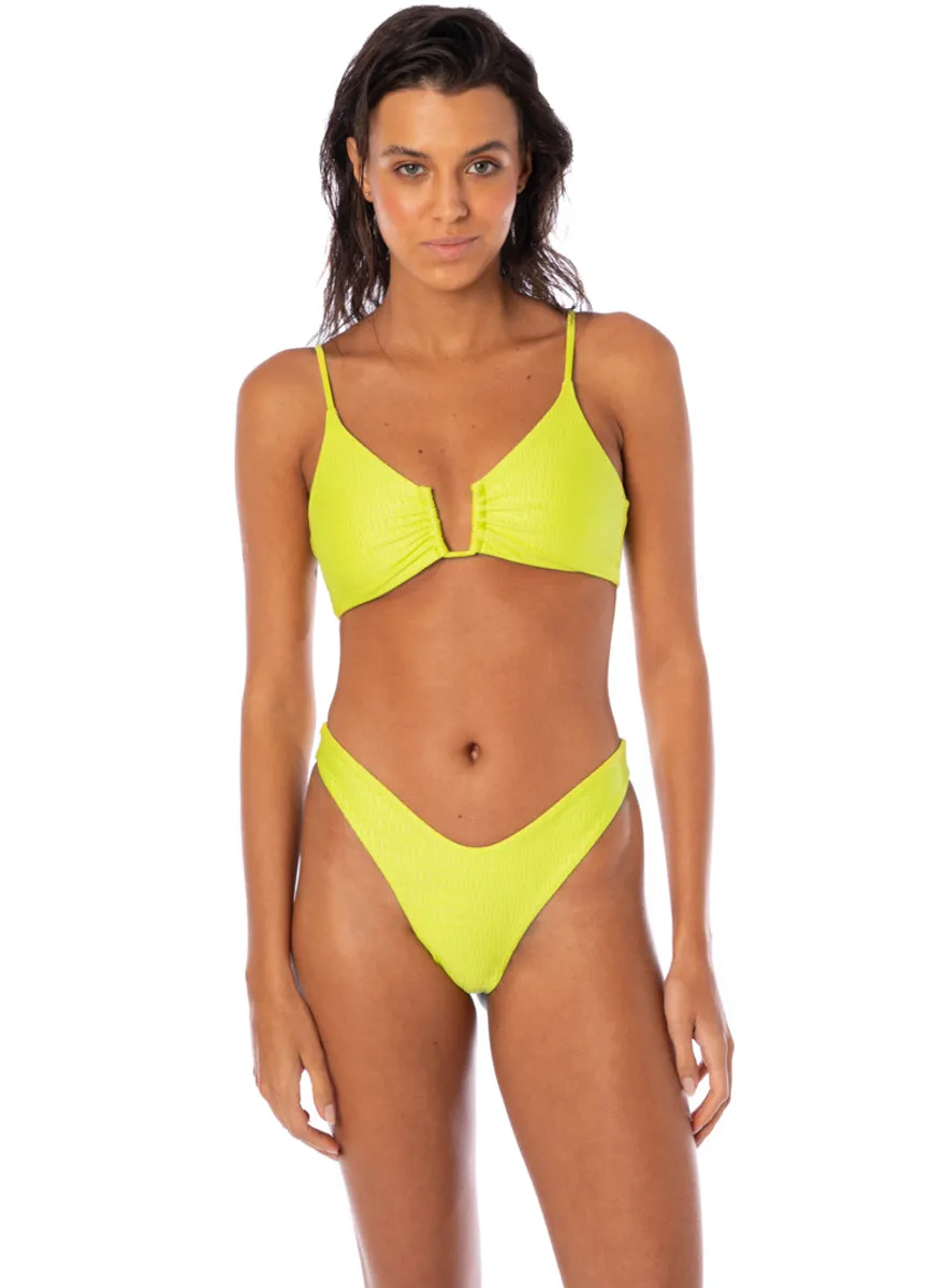 Maaji Lime Green Splendour Regular Rise Thin Side Bikini Bottom Maaji