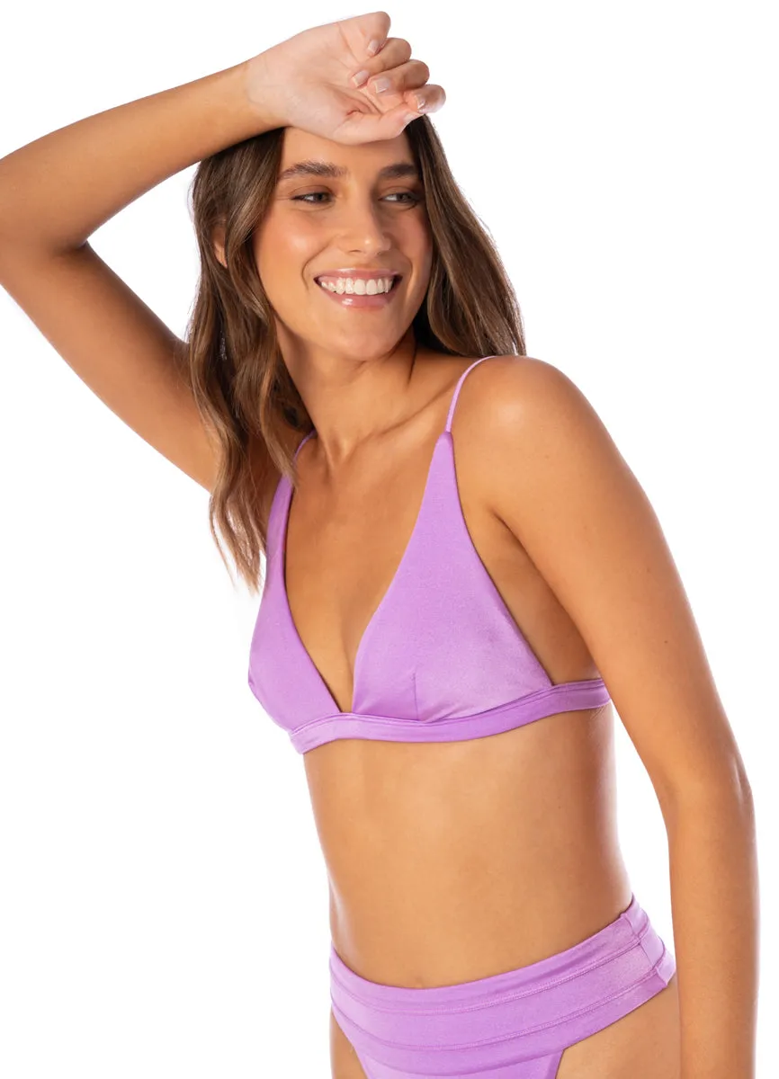 Maaji Metallic Lilac Ivy Fixed Triangle Bikini Top Maaji