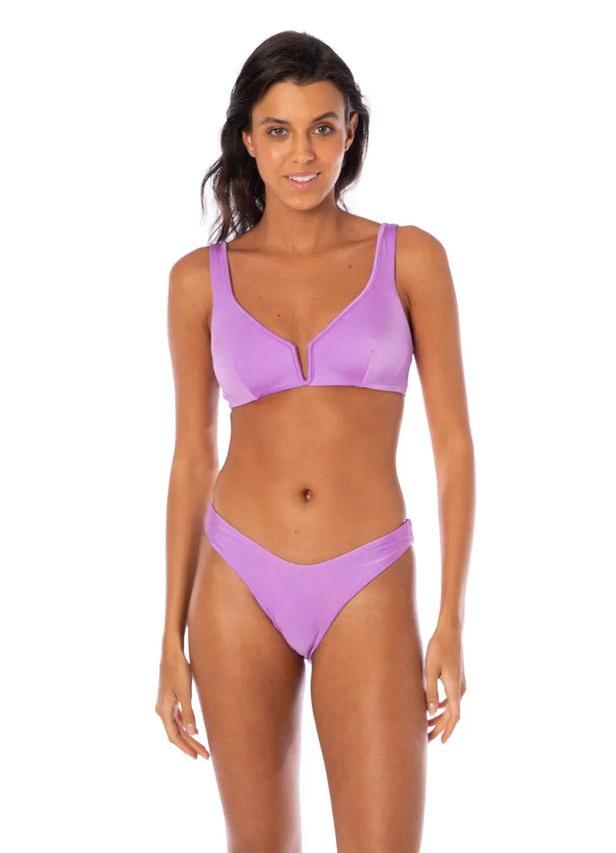 Maaji Metallic Lilac Splendour Regular Rise Thin Side Bikini Bottom Maaji