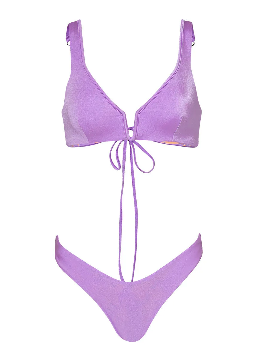 Maaji Metallic Lilac Splendour Regular Rise Thin Side Bikini Bottom Maaji