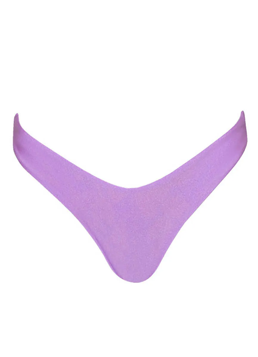 Maaji Metallic Lilac Splendour Regular Rise Thin Side Bikini Bottom Maaji
