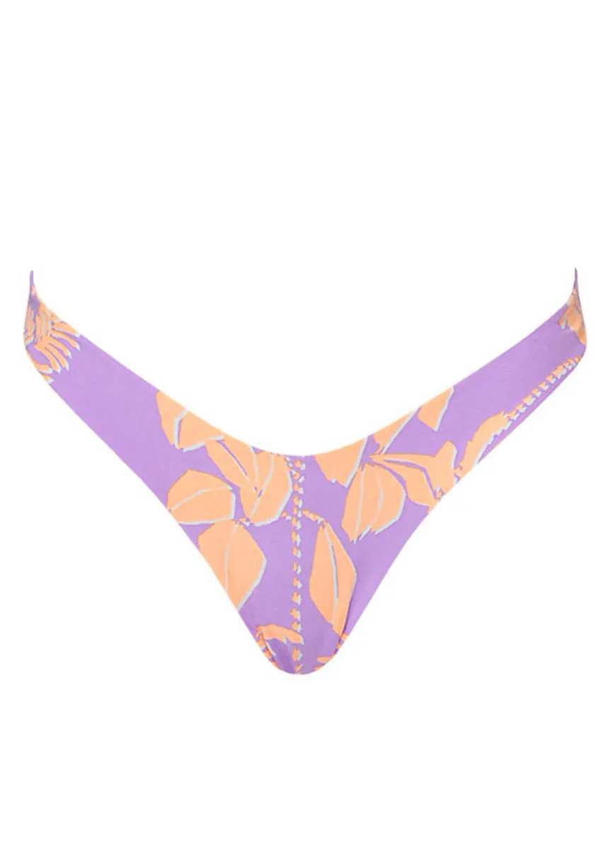 Maaji Metallic Lilac Splendour Regular Rise Thin Side Bikini Bottom Maaji