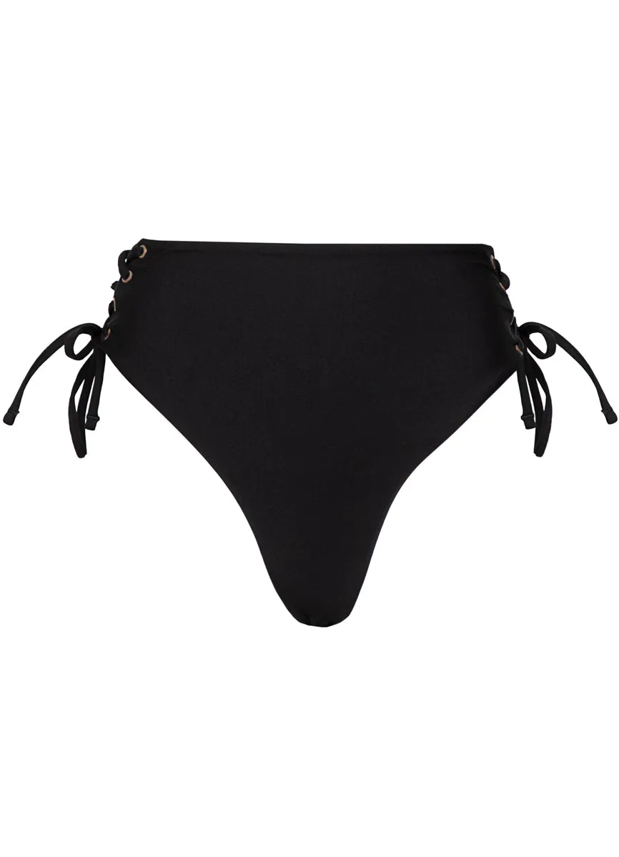 Maaji Midnight Shadow Oasis High Rise Lace Up Bikini Bottom Maaji