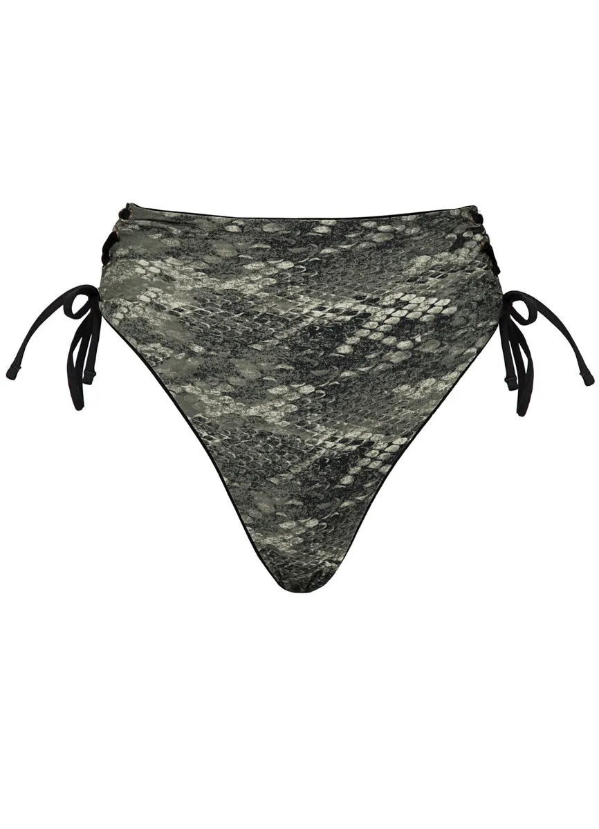 Maaji Midnight Shadow Oasis High Rise Lace Up Bikini Bottom Maaji