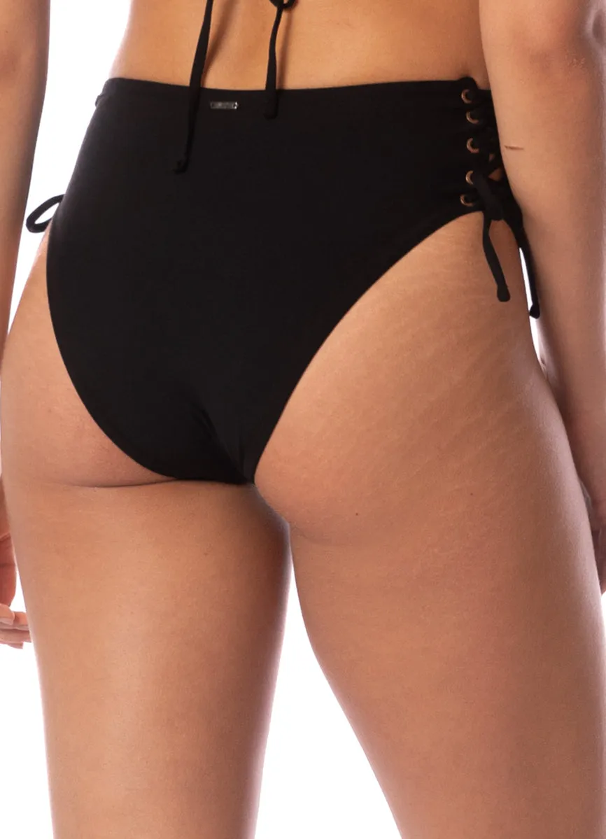 Maaji Midnight Shadow Oasis High Rise Lace Up Bikini Bottom Maaji