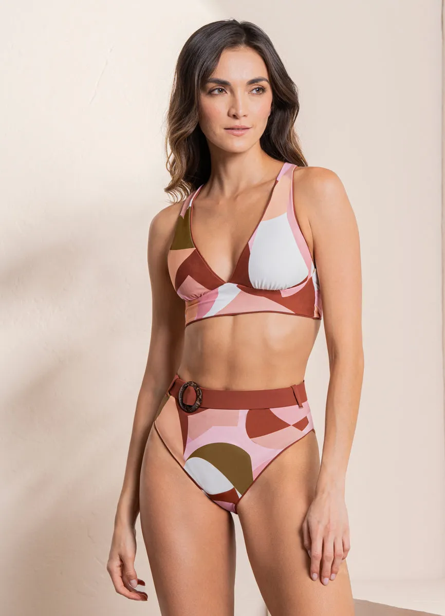 Maaji Moccachino Patri Long Line Triangle Bikini Top Maaji