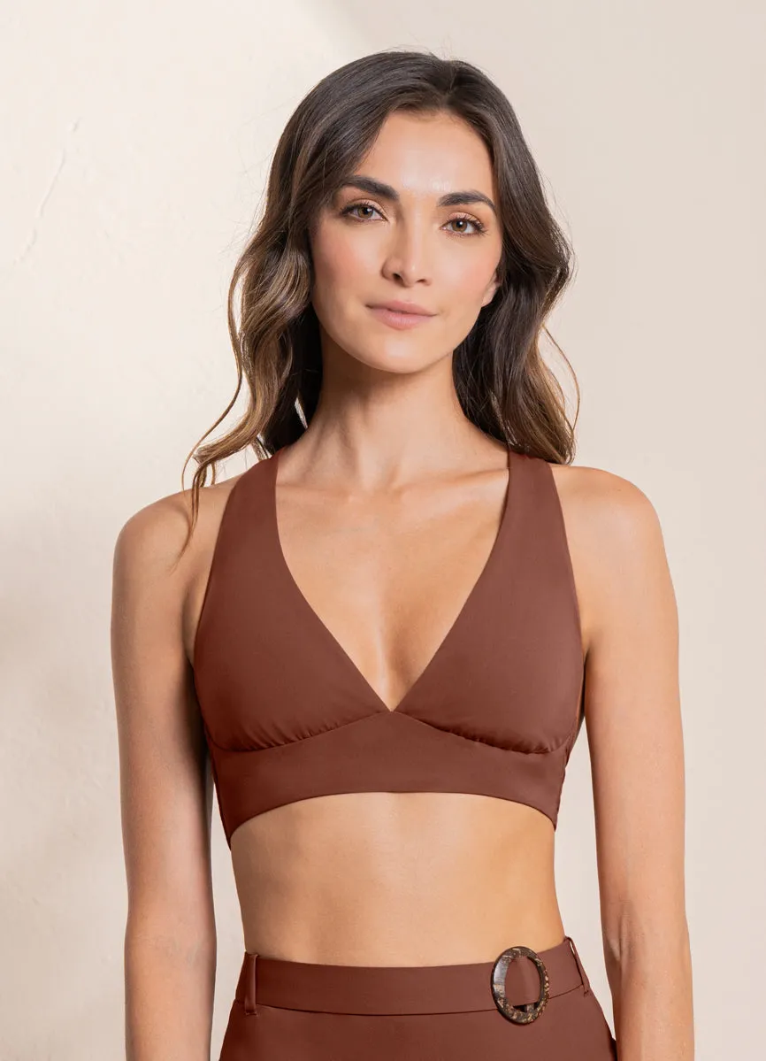 Maaji Moccachino Patri Long Line Triangle Bikini Top Maaji