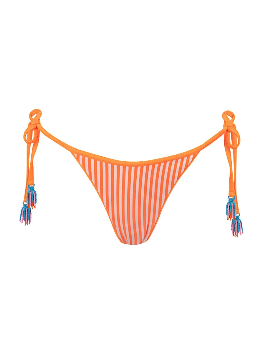 Maaji Neon Orange Tulum Mid Rise Tie Side Bikini Bottom Maaji