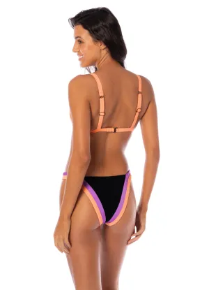 Maaji Noir Black Trinity Regular Rise V Front Bikini Bottom Maaji