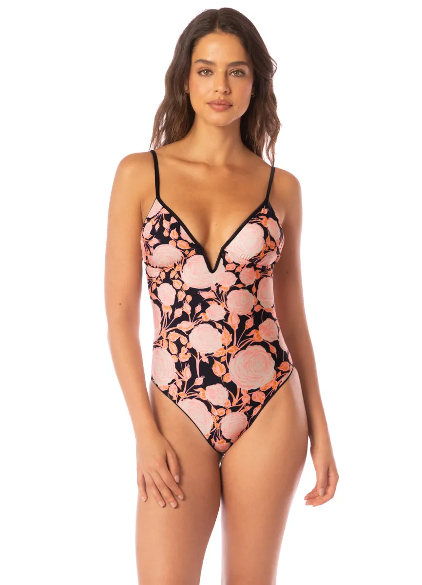 Maaji Onyx Black Parady Signature Cut V Wire One Piece Maaji
