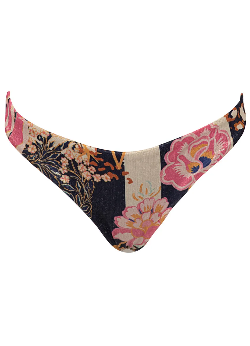 Maaji Patchwork Rose Flirt Low Rise Thin Side Bikini Bottom Maaji