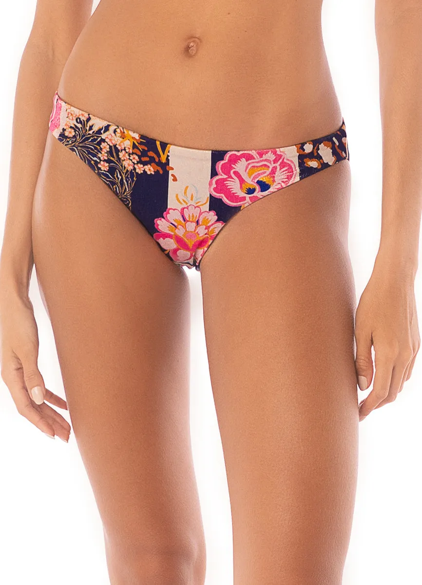 Maaji Patchwork Rose Flirt Low Rise Thin Side Bikini Bottom Maaji