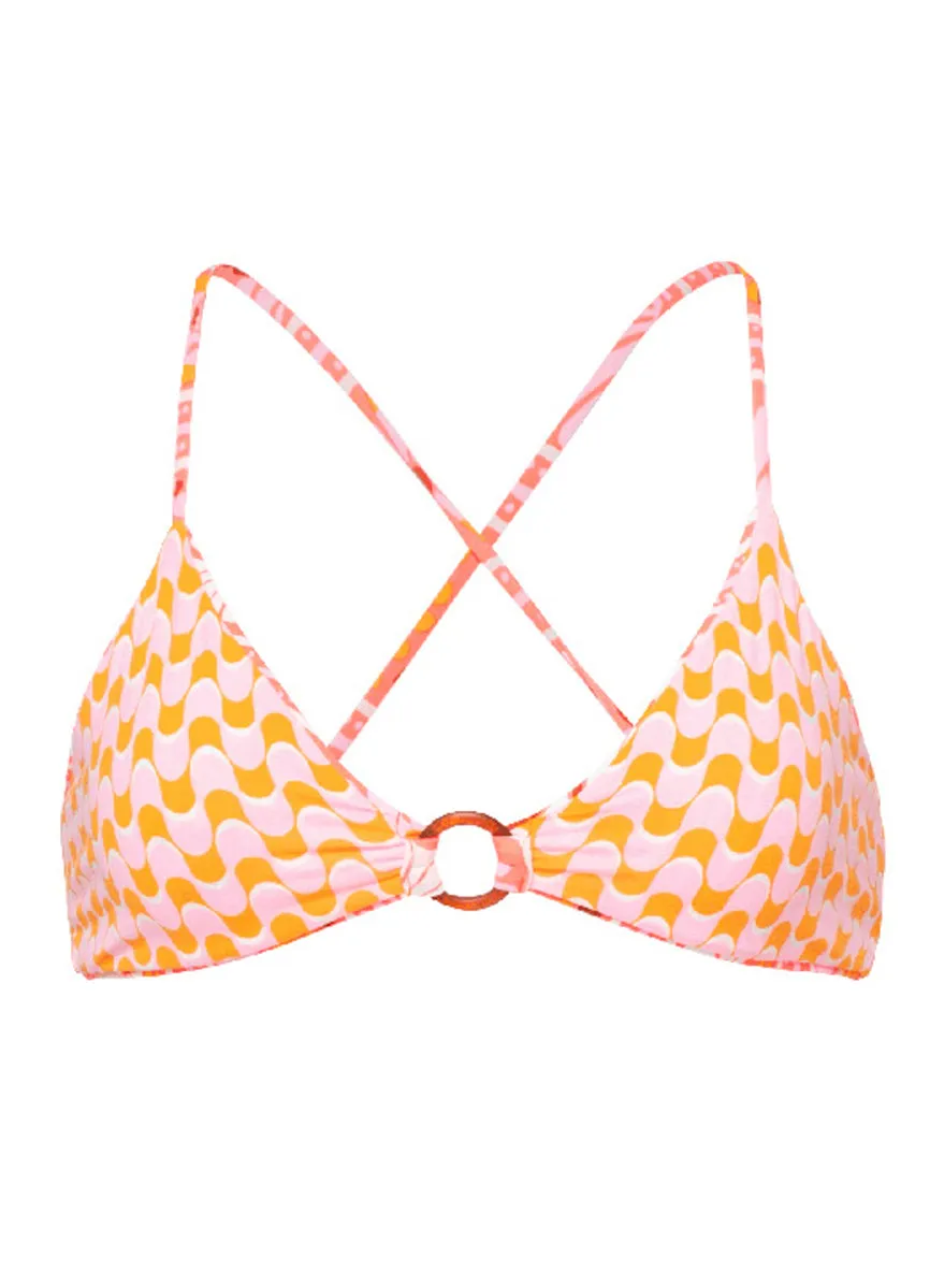 Maaji Peach Flowers Kenny Ring Front Bralette Bikini Top Maaji