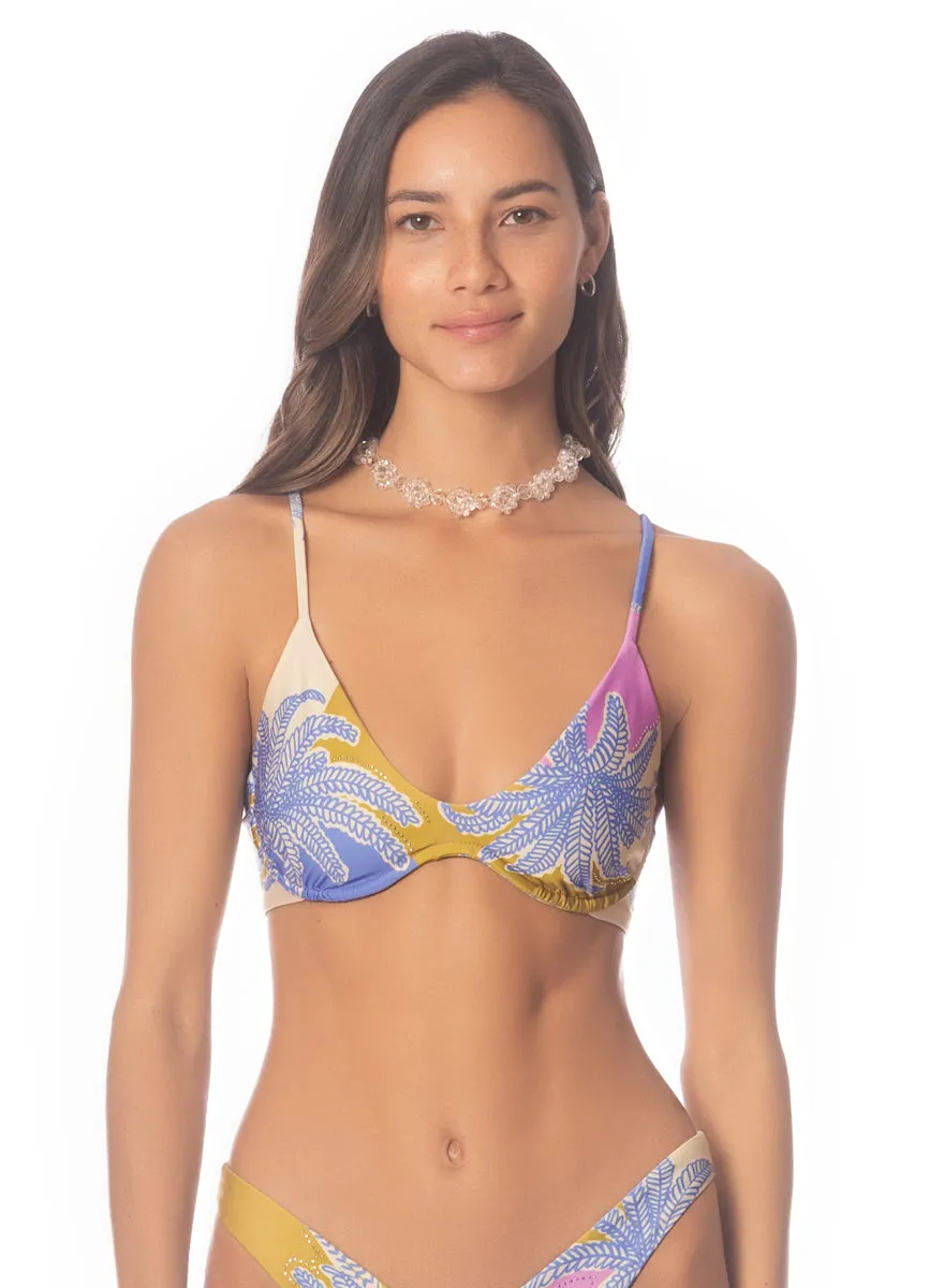 Maaji Periwinkle Palms Irene Unmolded Underwire Bikini Top Maaji