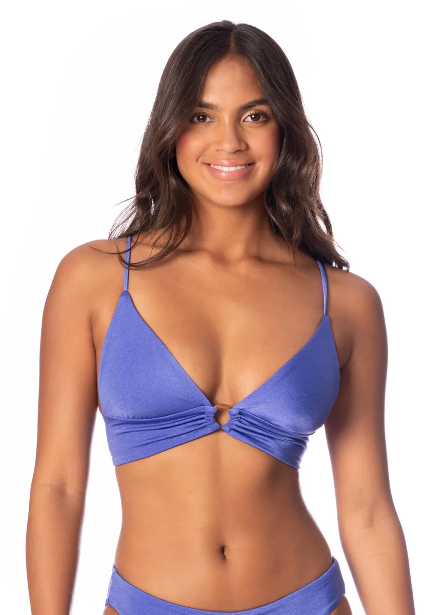 Maaji Perrywinkle Shine Long Line Triangle Bikini Top Maaji