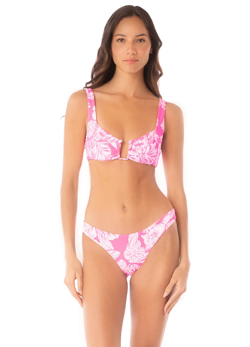 Maaji Pink Blossom Flirt Low Rise Thin Side Bikini Bottom Maaji