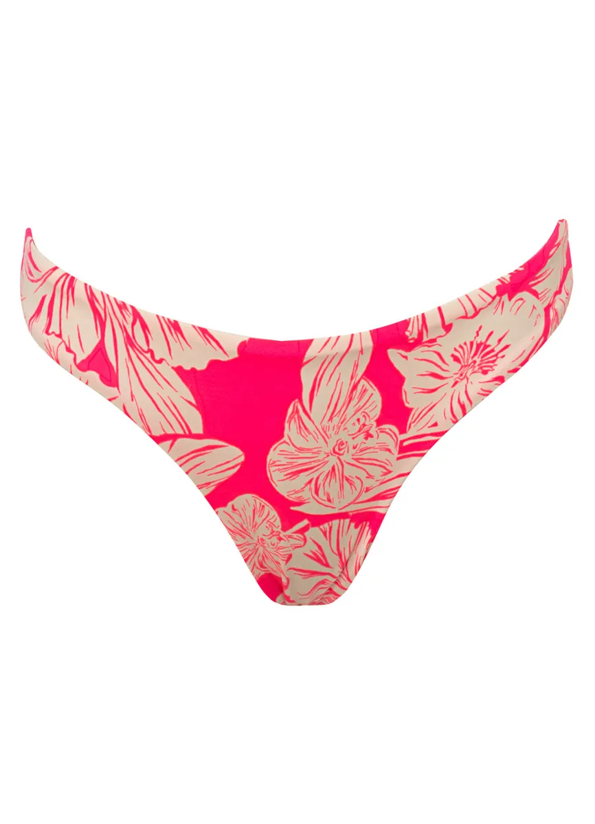 Maaji Pink Blossom Flirt Low Rise Thin Side Bikini Bottom Maaji