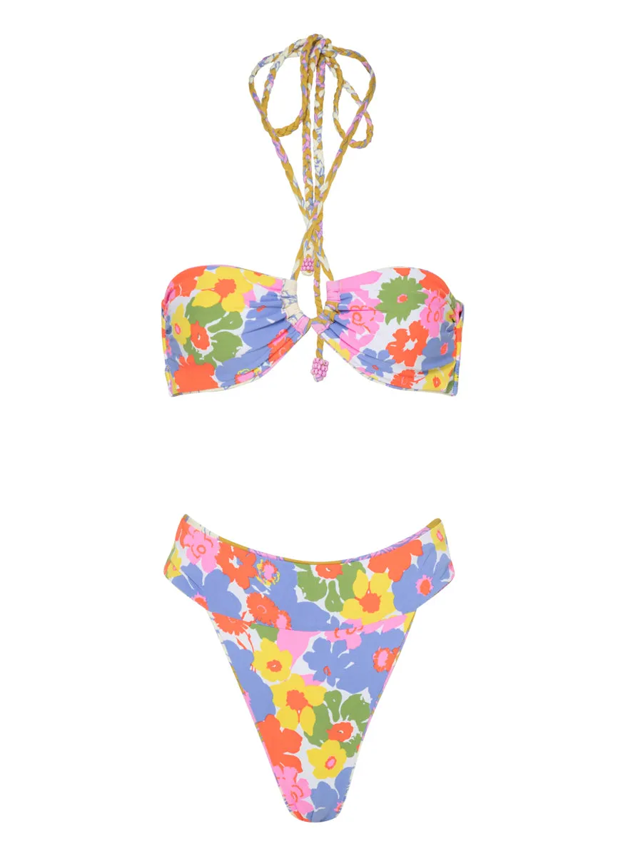 Maaji Pink Fiore Sienna High Rise Classic Bikini Bottom Maaji