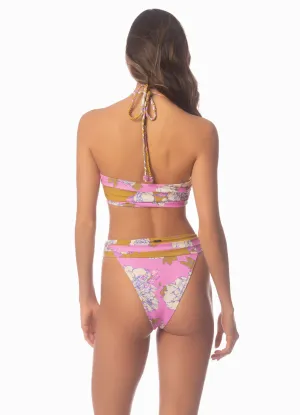 Maaji Pink Fiore Sienna High Rise Classic Bikini Bottom Maaji