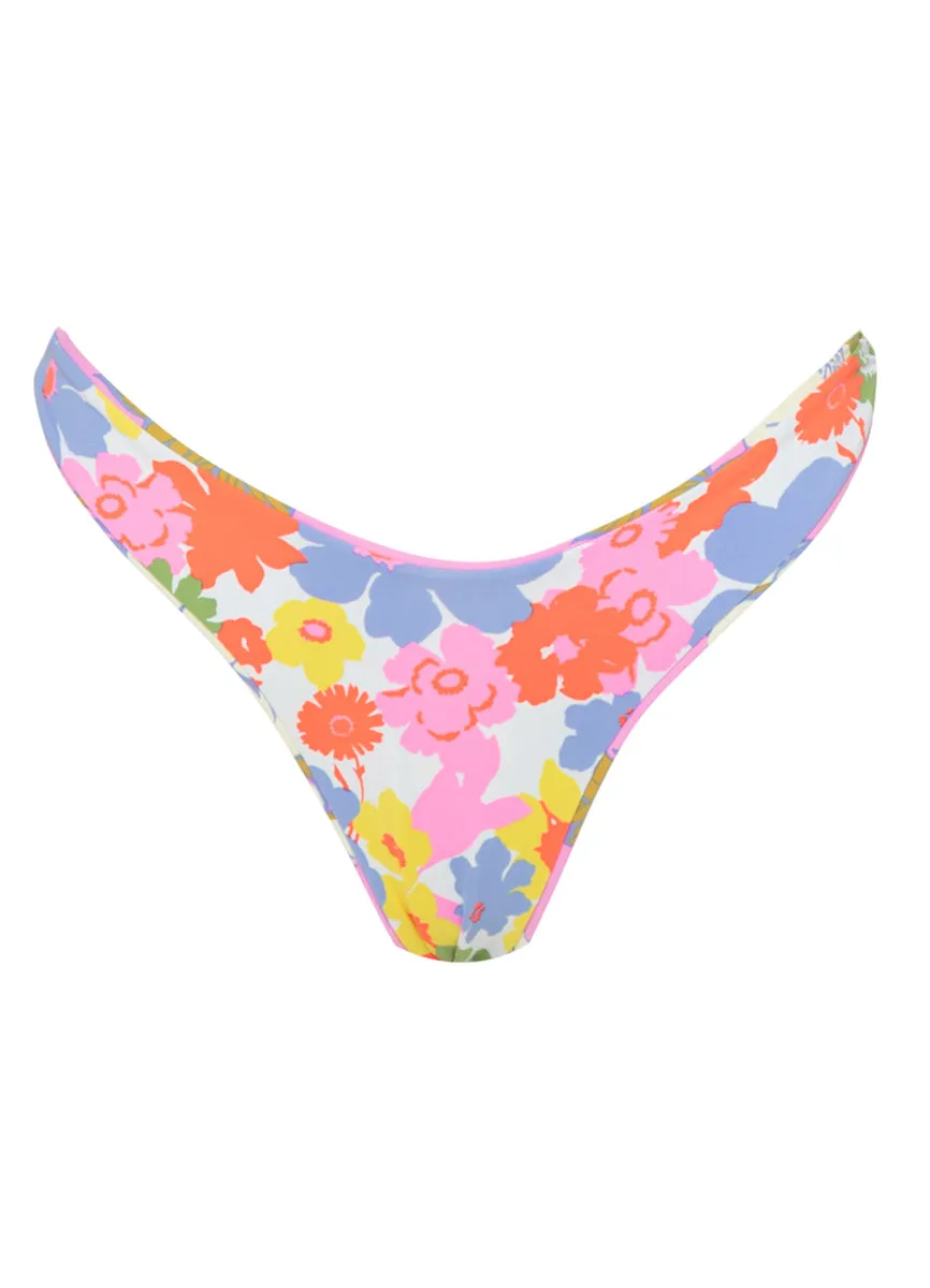 Maaji Pink Fiore Splendour Regular Rise Thin Side  Bikini Bottom Maaji