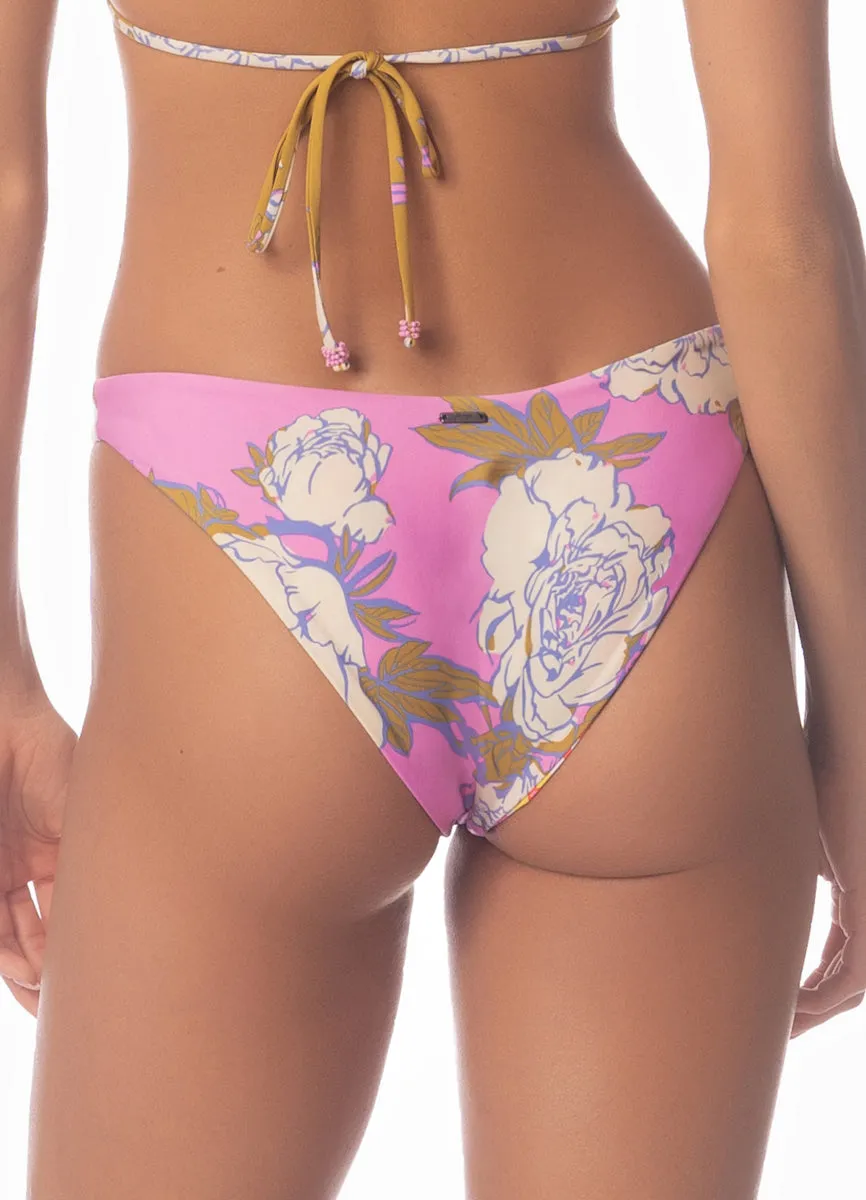 Maaji Pink Fiore Splendour Regular Rise Thin Side  Bikini Bottom Maaji