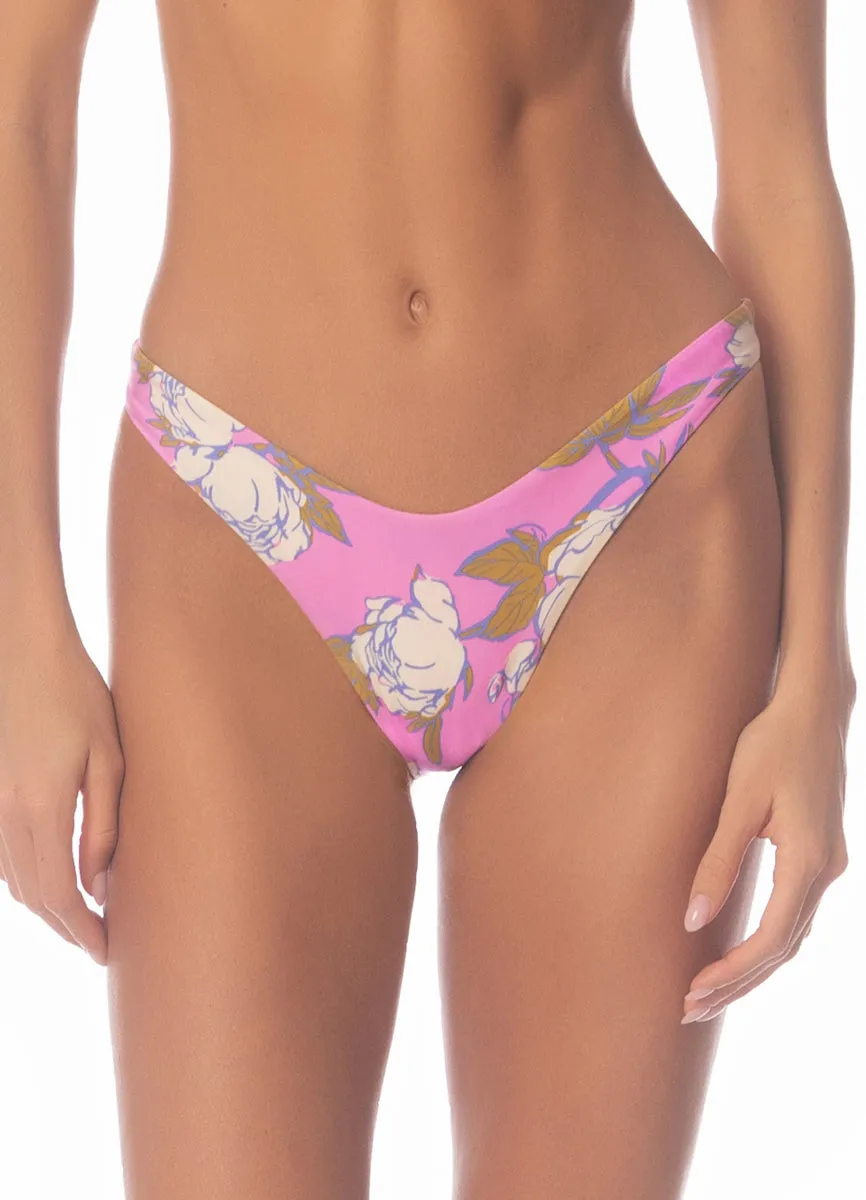 Maaji Pink Fiore Splendour Regular Rise Thin Side  Bikini Bottom Maaji