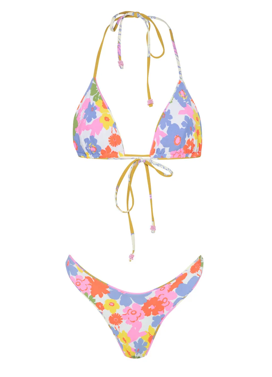 Maaji Pink Fiore Splendour Regular Rise Thin Side  Bikini Bottom Maaji