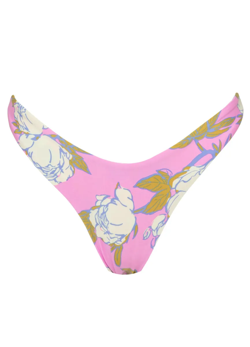 Maaji Pink Fiore Splendour Regular Rise Thin Side  Bikini Bottom Maaji