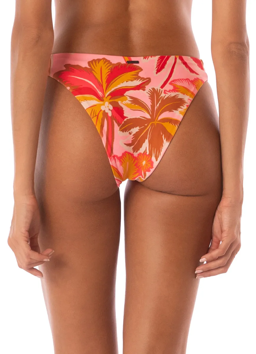 Maaji Pink Palms Squinny Low Rise Triple Strap  Bikini Bottom Maaji