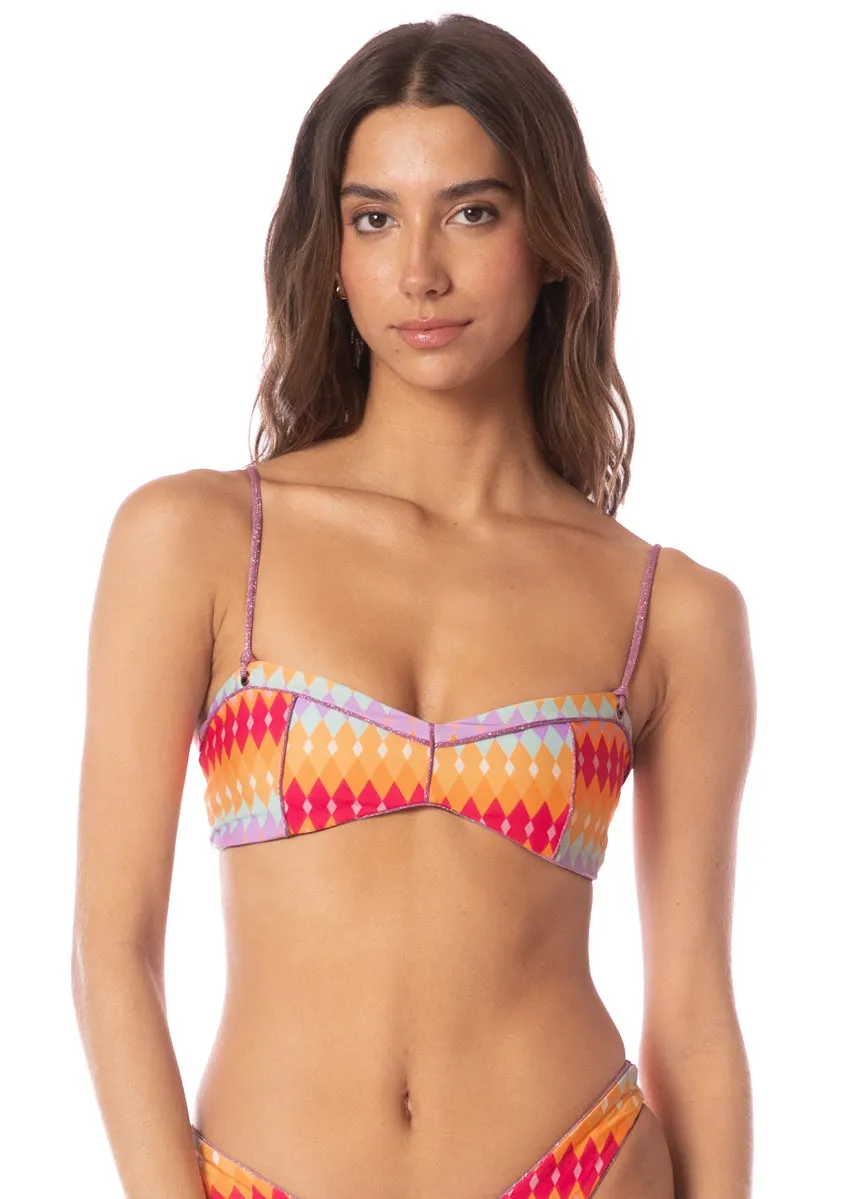 Maaji Pink Prism Prairie Classic Bralette Bikini Top Maaji