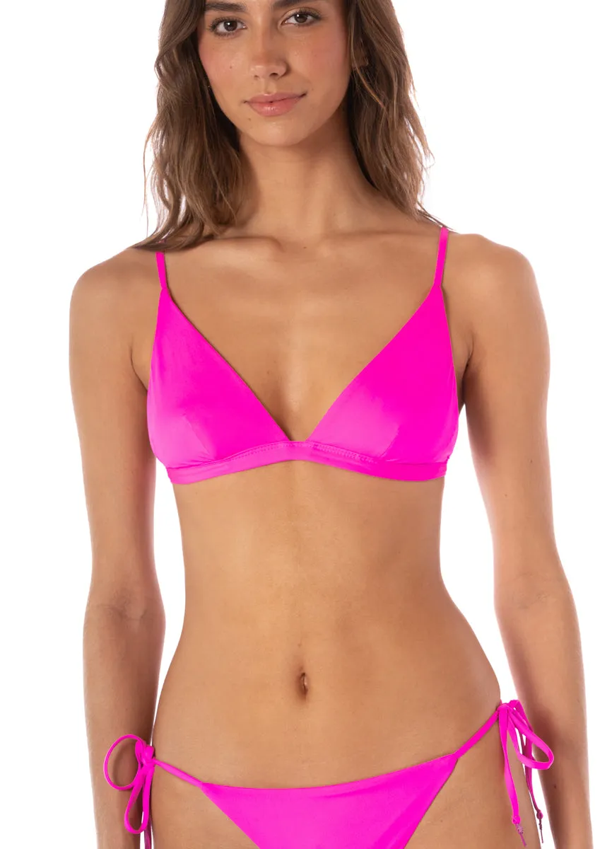 Maaji Poppy Pink Ivy Fixed Triangle Bikini Top Maaji