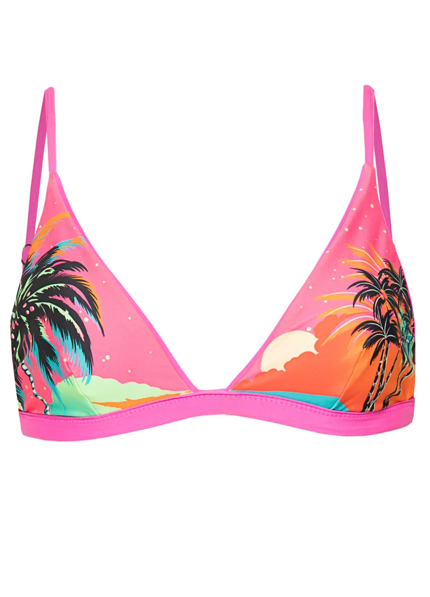 Maaji Poppy Pink Ivy Fixed Triangle Bikini Top Maaji