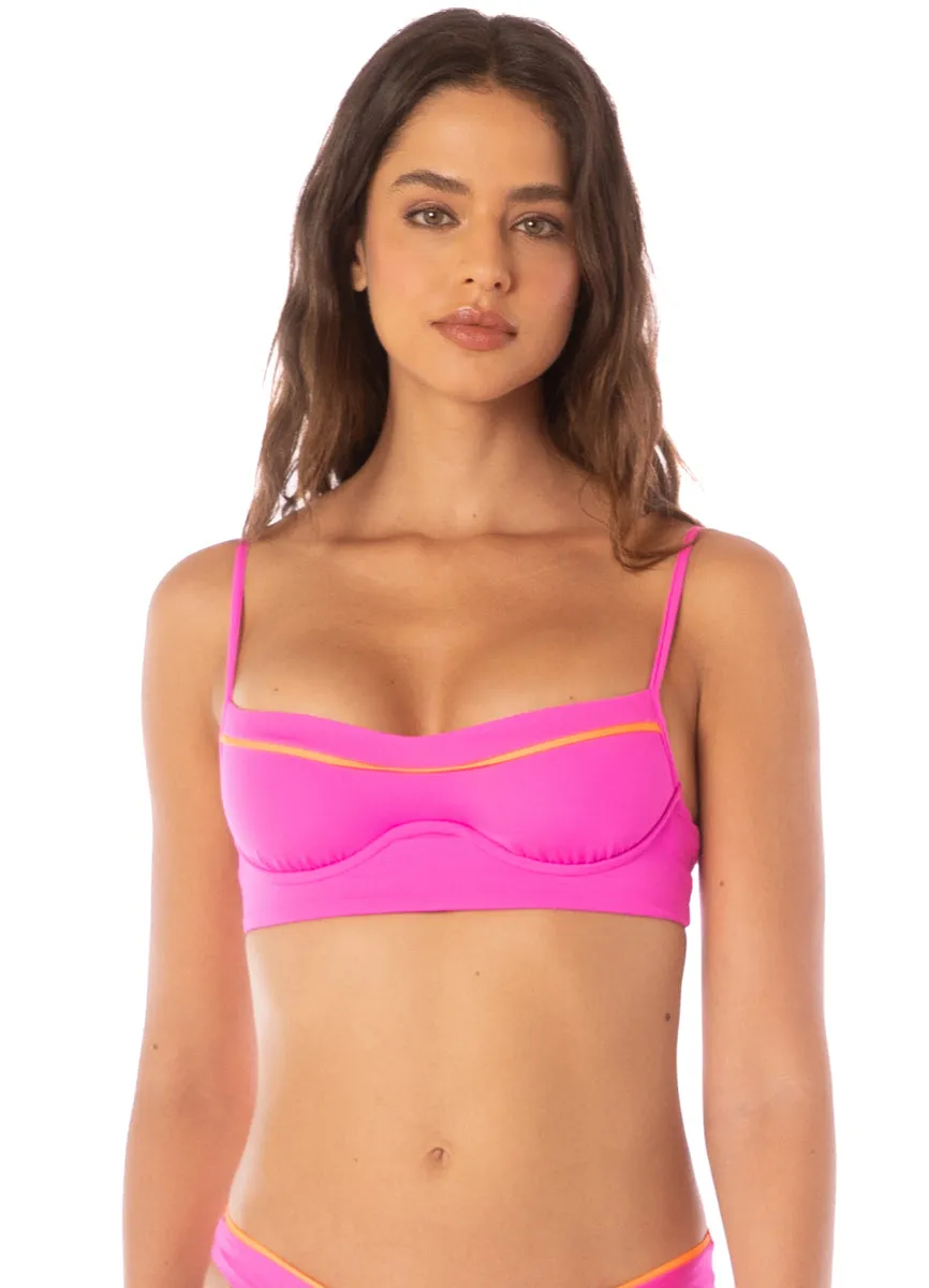 Maaji Poppy Pink Shore Unmolded Underwire Bikini Top Maaji