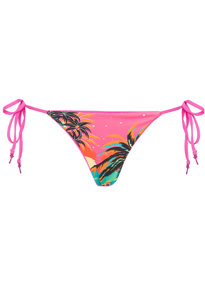 Maaji Poppy Pink Sunning Low Rise Tie Side Bikini Bottom Maaji