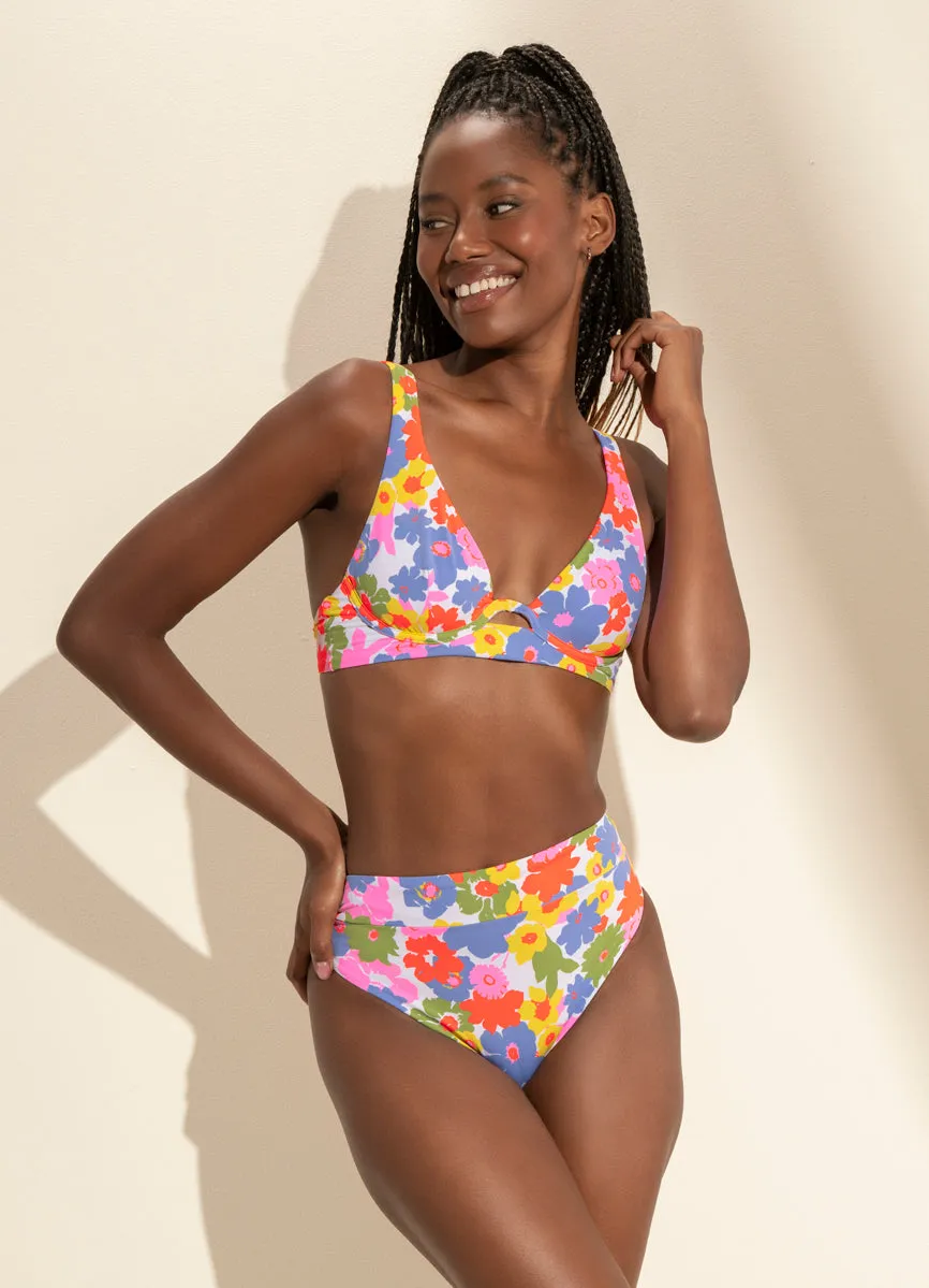 Maaji Pristine Flower Suzy Q High Rise/High Leg Bikini Bottom Maaji