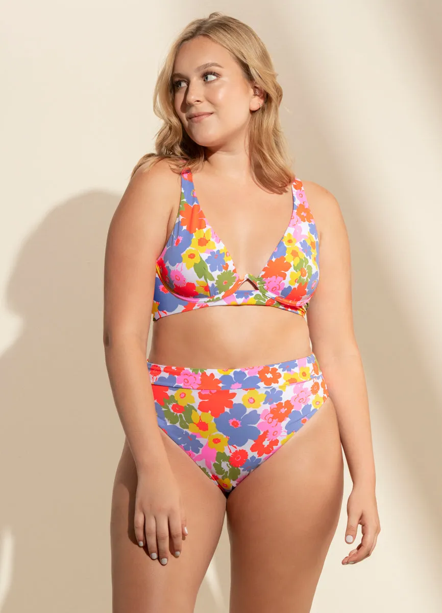 Maaji Pristine Flower Suzy Q High Rise/High Leg Bikini Bottom Maaji