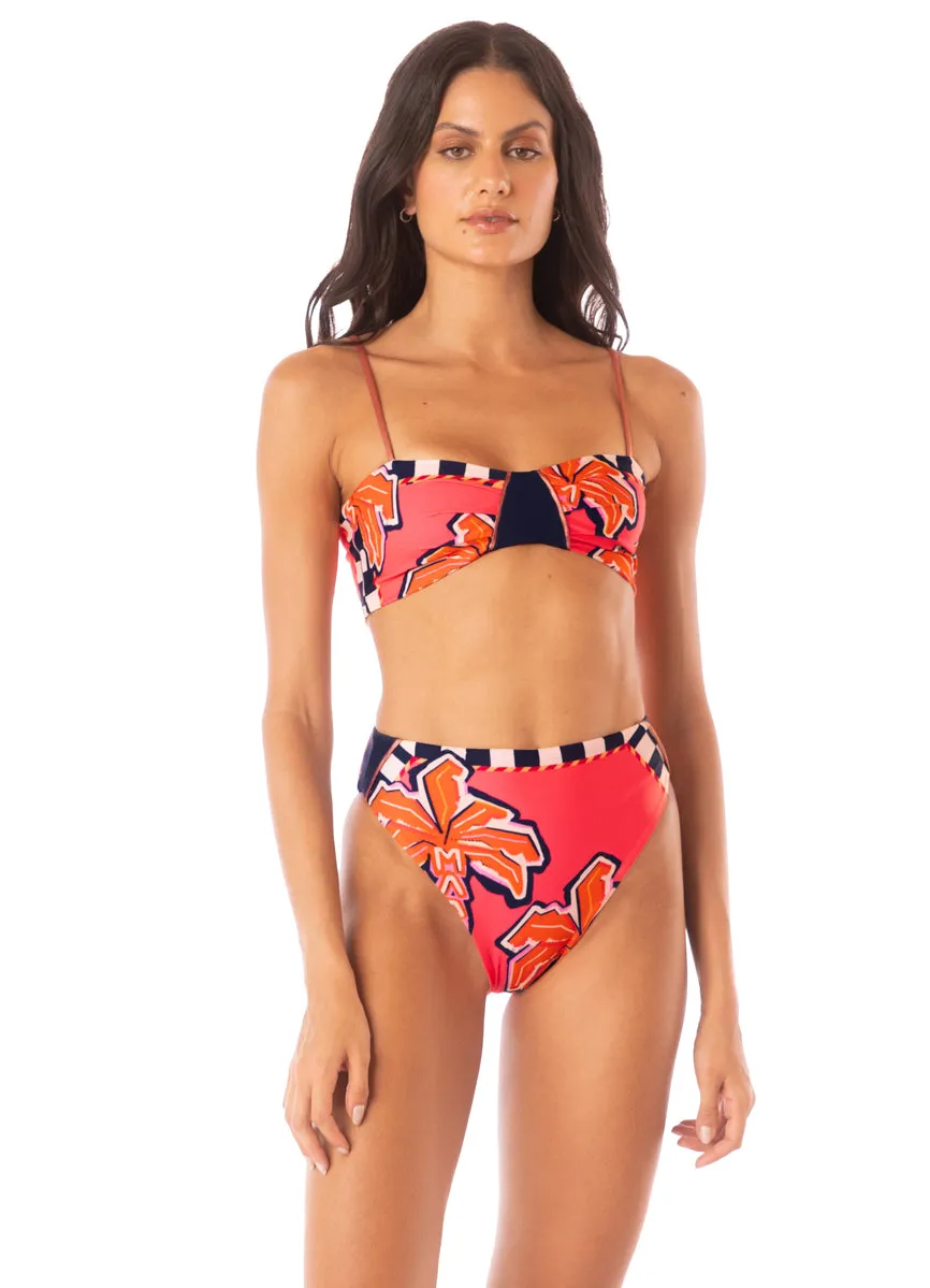 Maaji Racing Palms Opal High Rise Classic Bikini Bottom Maaji
