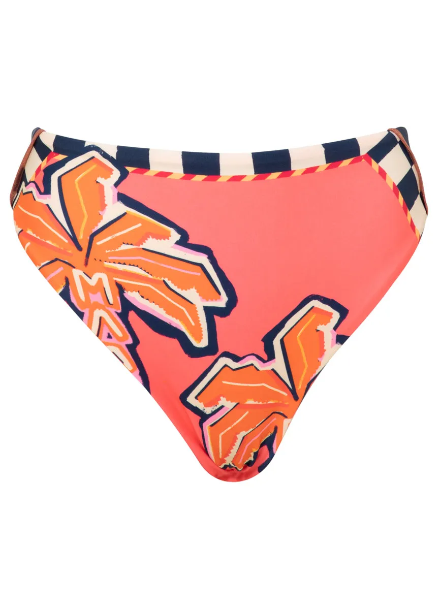 Maaji Racing Palms Opal High Rise Classic Bikini Bottom Maaji
