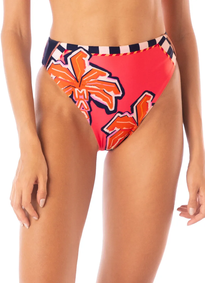 Maaji Racing Palms Opal High Rise Classic Bikini Bottom Maaji