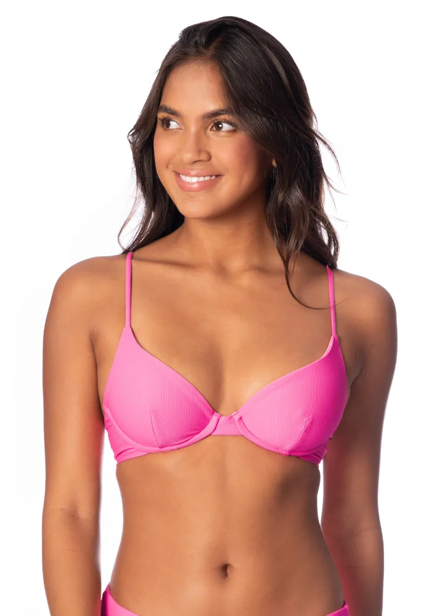 Maaji Radiant Pink Dainty Unmolded Underwire Bikini Top Maaji