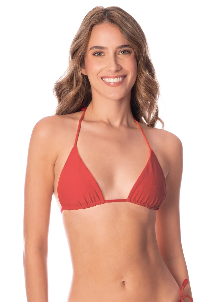 Maaji Red Camelia Balmy Sliding Triangle Bikini Top Maaji