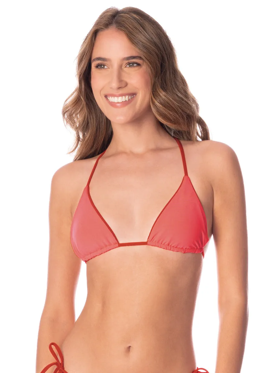 Maaji Red Camelia Balmy Sliding Triangle Bikini Top Maaji
