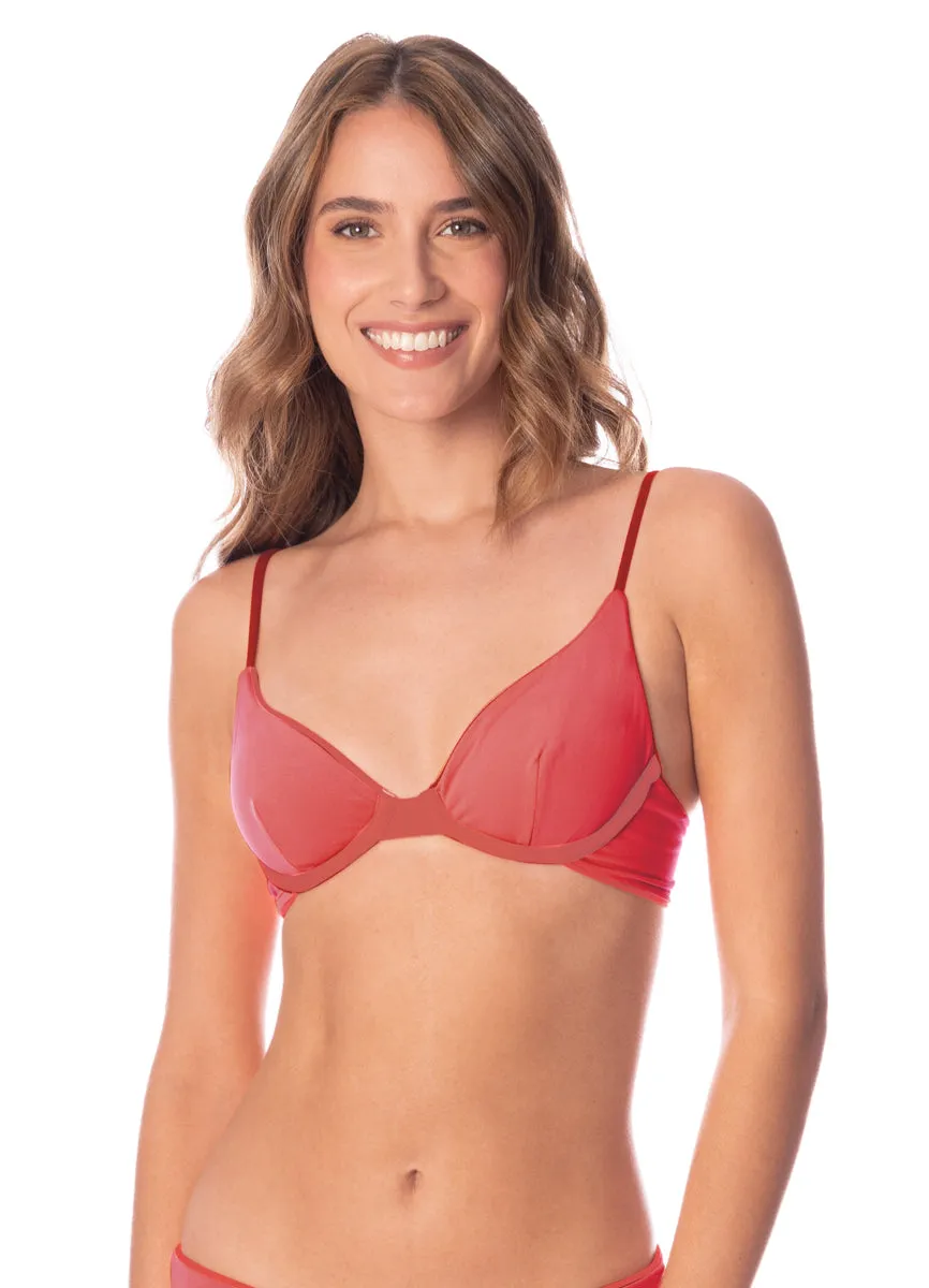 Maaji Red Camelia Dainty Unmolded Underwire Bikini Top Maaji