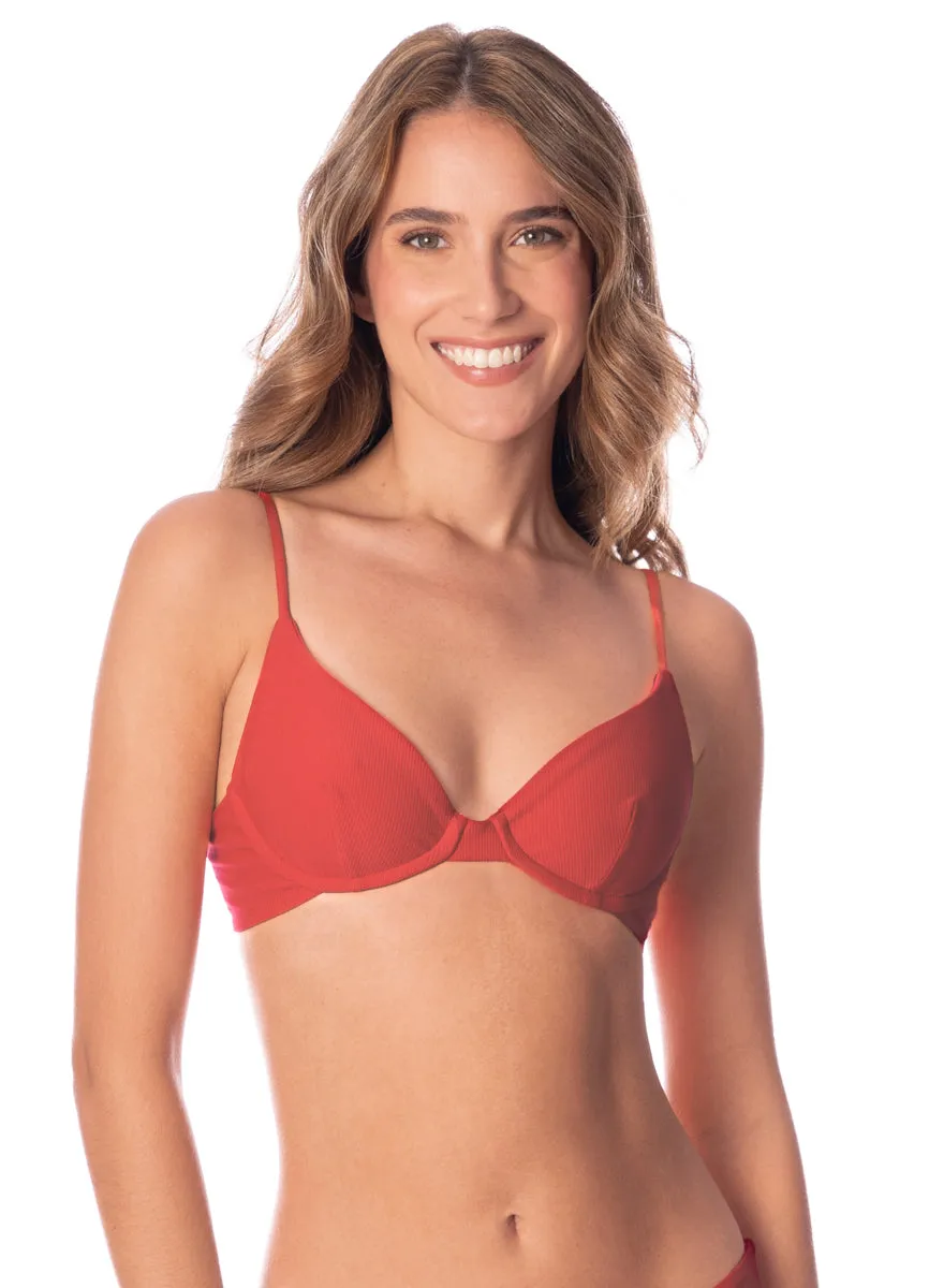 Maaji Red Camelia Dainty Unmolded Underwire Bikini Top Maaji