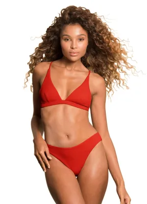 Maaji Red Camelia Ivy Fixed Triangle Bikini Top Maaji