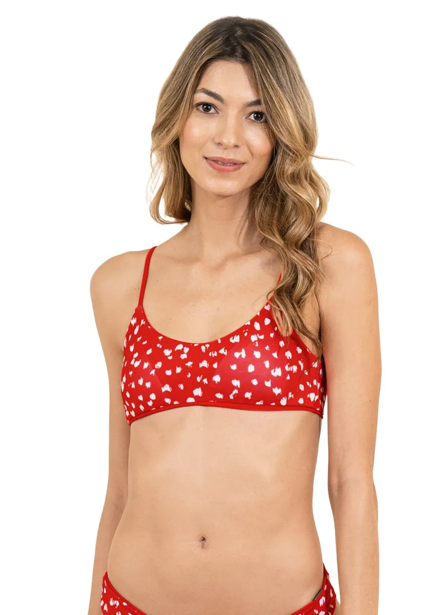 Maaji Red Camelia Lanai Sporty Bralette Bikini Top Maaji