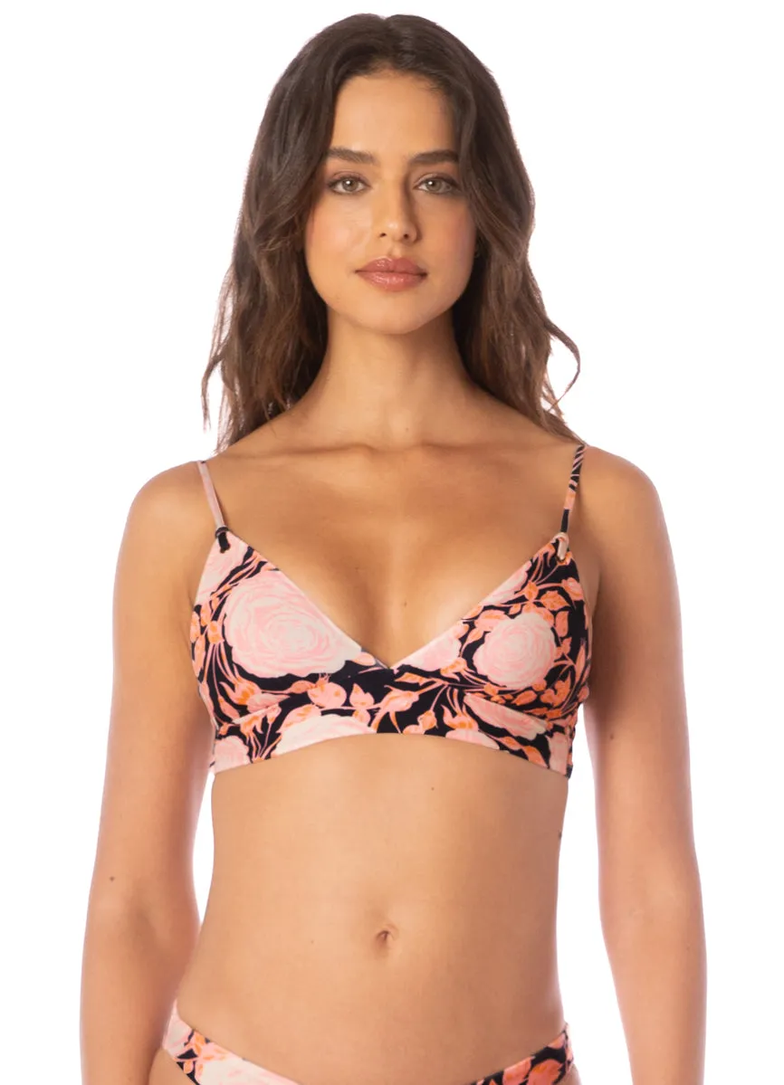 Maaji Rose Petals Copilot Long Line Triangle Bikini Top Maaji