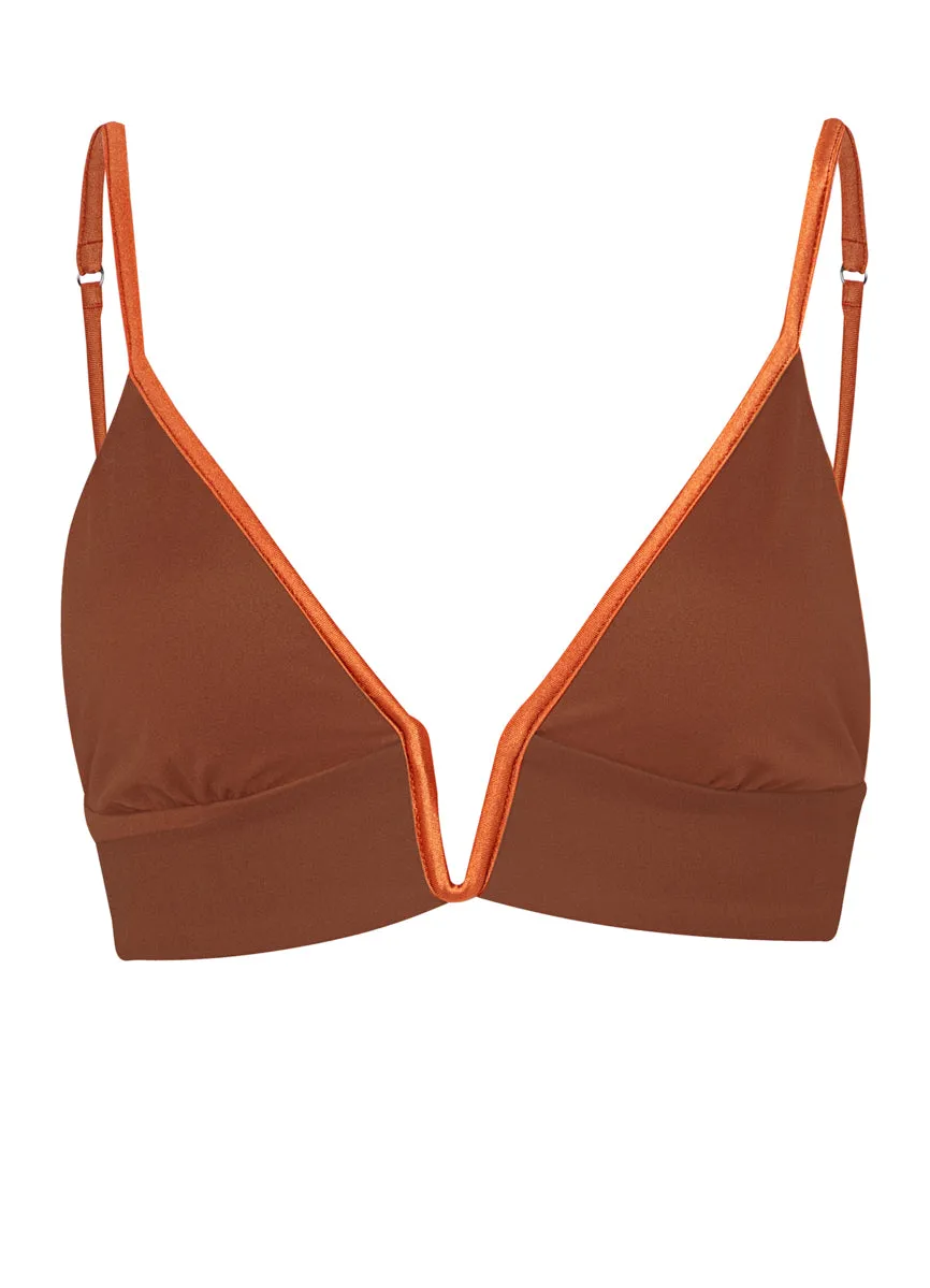 Maaji Satin Umber Parade Triangle Long Line Bikini Top Maaji