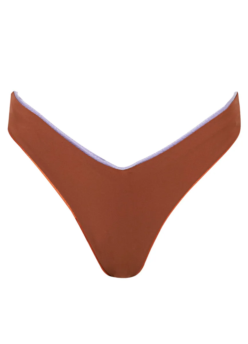 Maaji Satin Umber Resplendent Regular Rise Double V Bikini Bottom Maaji